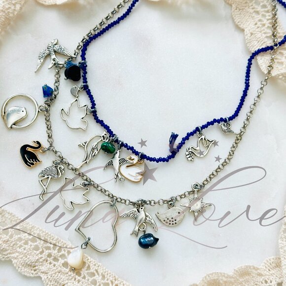 FREE PEOPLE x Ariana Ost Layered Charmed Beaded Necklace In Silver - EXCLUSIVE! - Picture 3 of 5